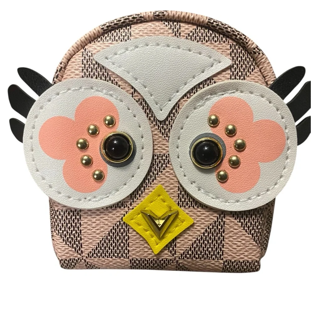 Geometric Pattern Mini Backpack Charm • Owl Design • Gold Accents - Picture 4 of 4